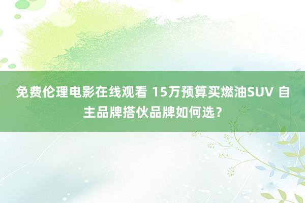 免费伦理电影在线观看 15万预算买燃油SUV 自主品牌搭伙品牌如何选?