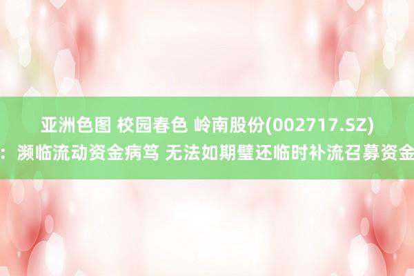 亚洲色图 校园春色 岭南股份(002717.SZ)：濒临流动资金病笃 无法如期璧还临时补流召募资金