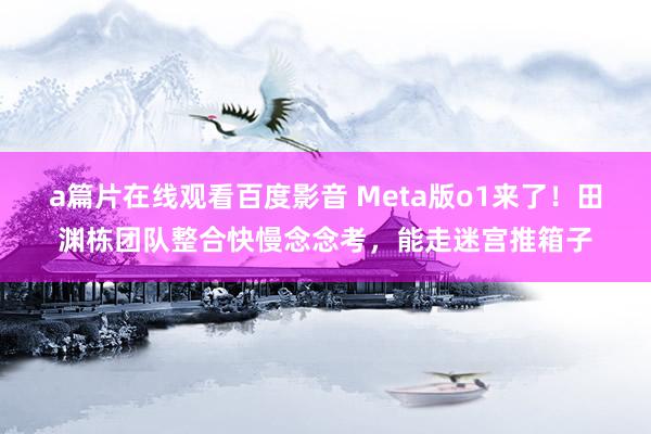 a篇片在线观看百度影音 Meta版o1来了！田渊栋团队整合快慢念念考，能走迷宫推箱子
