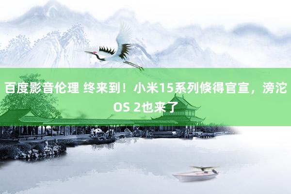 百度影音伦理 终来到!小米15系列倏得官宣,滂沱OS 2也来了