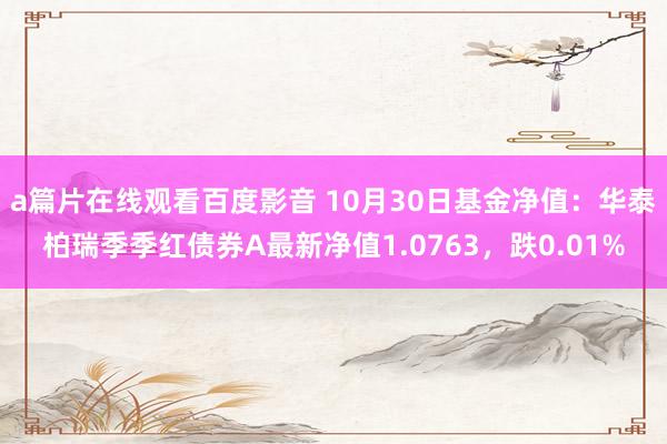 a篇片在线观看百度影音 10月30日基金净值:华泰柏瑞季季红债券A最新净值1.0763,跌0.01%