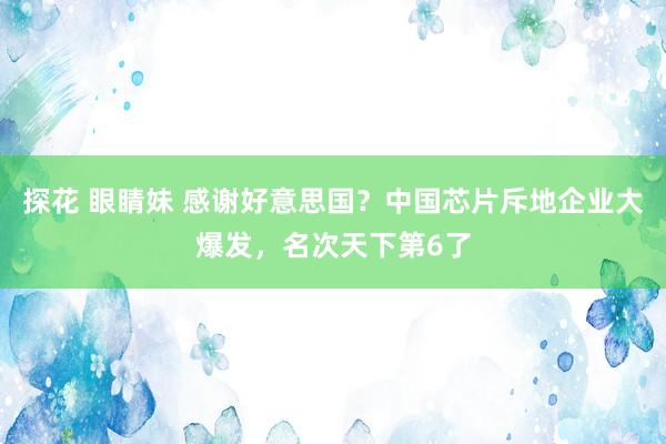 探花 眼睛妹 感谢好意思国?中国芯片斥地企业大爆发,名次天下第6了