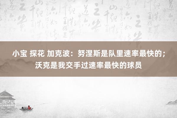 小宝 探花 加克波:努涅斯是队里速率最快的;沃克是我交手过速率最快的球员