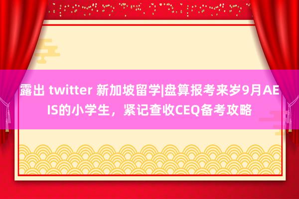 露出 twitter 新加坡留学|盘算报考来岁9月AEIS的小学生,紧记查收CEQ备考攻略