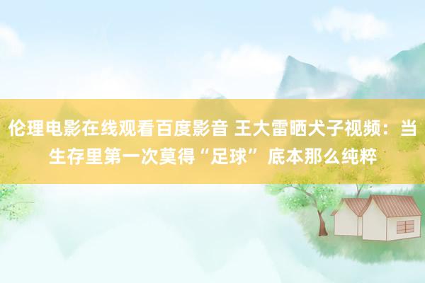 伦理电影在线观看百度影音 王大雷晒犬子视频：当生存里第一次莫得“足球” 底本那么纯粹