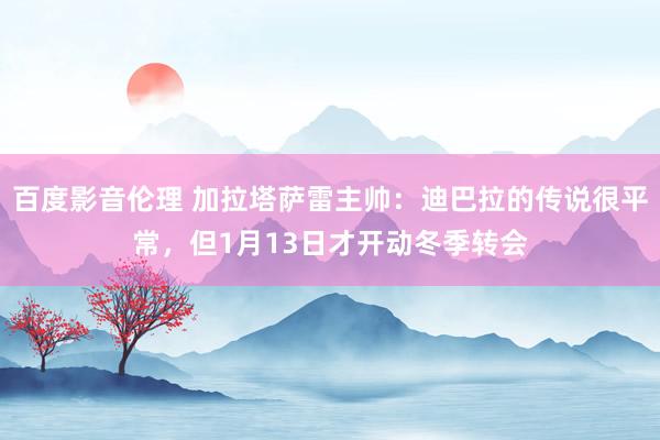 百度影音伦理 加拉塔萨雷主帅：迪巴拉的传说很平常，但1月13日才开动冬季转会