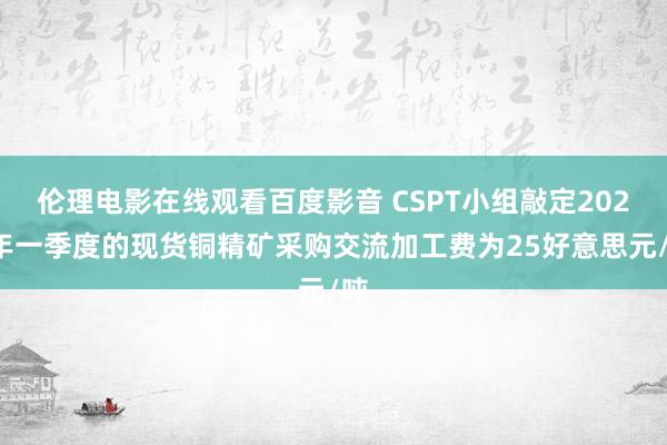 伦理电影在线观看百度影音 CSPT小组敲定2025年一季度的现货铜精矿采购交流加工费为25好意思元/吨