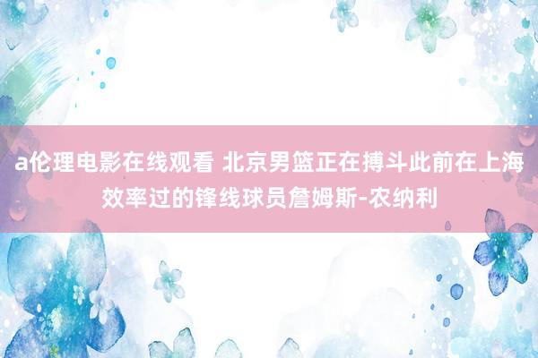 a伦理电影在线观看 北京男篮正在搏斗此前在上海效率过的锋线球员詹姆斯-农纳利