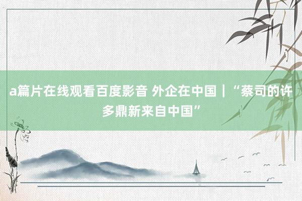 a篇片在线观看百度影音 外企在中国｜“蔡司的许多鼎新来自中国”