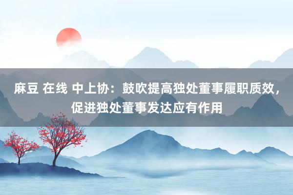 麻豆 在线 中上协:鼓吹提高独处董事履职质效,促进独处董事发达应有作用