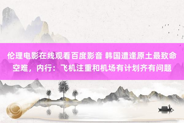 伦理电影在线观看百度影音 韩国遭逢原土最致命空难,内行:飞机注重和机场有计划齐有问题