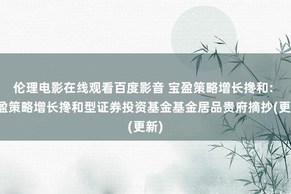 伦理电影在线观看百度影音 宝盈策略增长搀和: 宝盈策略增长搀和型证券投资基金基金居品贵府摘抄(更新)