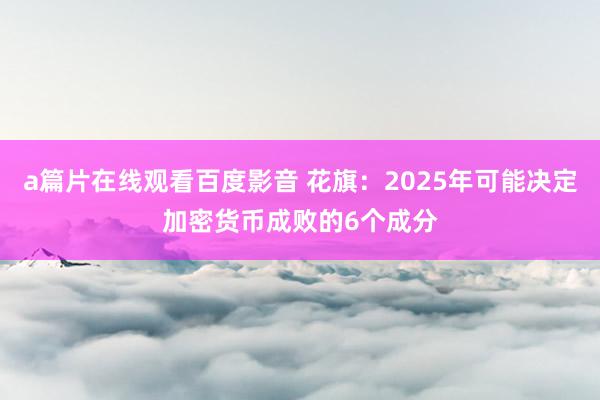 a篇片在线观看百度影音 花旗：2025年可能决定加密货币成败的6个成分