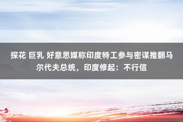 探花 巨乳 好意思媒称印度特工参与密谋推翻马尔代夫总统,印度修起:不行信