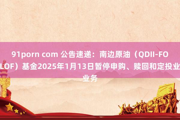 91porn com 公告速递：南边原油（QDII-FOF-LOF）基金2025年1月13日暂停申购、赎回和定投业务