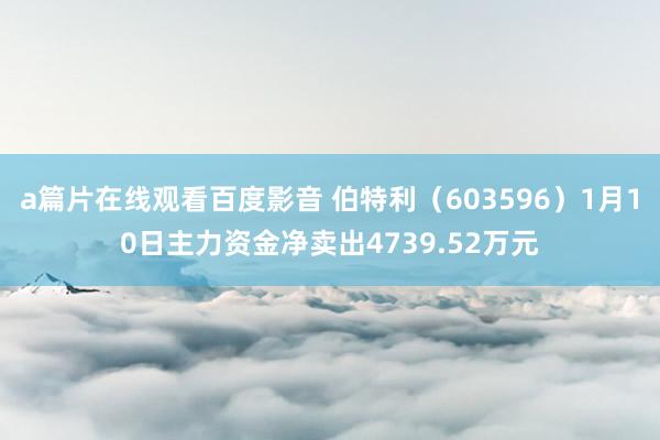 a篇片在线观看百度影音 伯特利(603596)1月10日主力资金净卖出4739.52万元