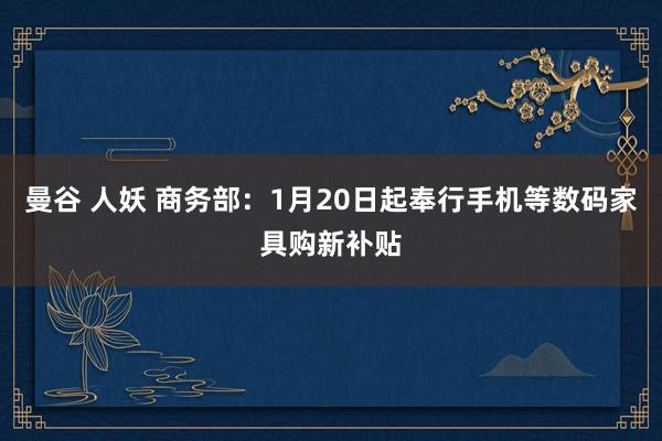 曼谷 人妖 商务部:1月20日起奉行手机等数码家具购新补贴