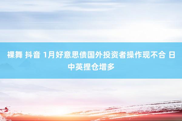 裸舞 抖音 1月好意思债国外投资者操作现不合 日中英捏仓增多
