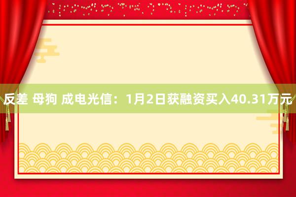 反差 母狗 成电光信：1月2日获融资买入40.31万元