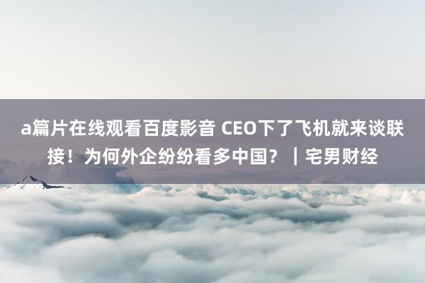 a篇片在线观看百度影音 CEO下了飞机就来谈联接！为何外企纷纷看多中国？｜宅男财经