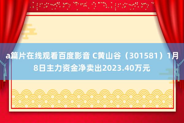 a篇片在线观看百度影音 C黄山谷（301581）1月8日主力资金净卖出2023.40万元