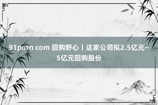 91porn com 回购野心丨这家公司拟2.5亿元—5亿元回购股份