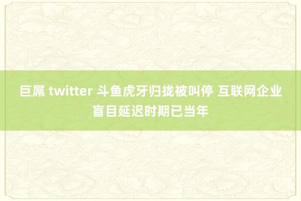 巨屌 twitter 斗鱼虎牙归拢被叫停 互联网企业盲目延迟时期已当年