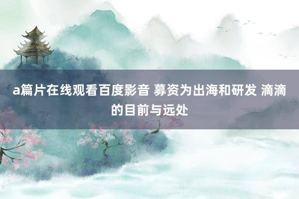 a篇片在线观看百度影音 募资为出海和研发 滴滴的目前与远处