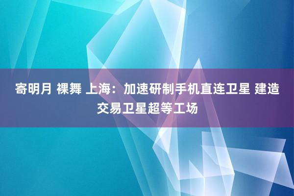 寄明月 裸舞 上海：加速研制手机直连卫星 建造交易卫星超等工场
