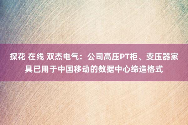 探花 在线 双杰电气:公司高压PT柜、变压器家具已用于中国移动的数据中心缔造格式