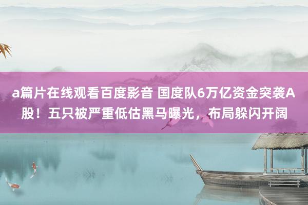 a篇片在线观看百度影音 国度队6万亿资金突袭A股!五只被严重低估黑马曝光,布局躲闪开阔